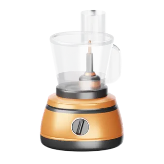 an orange blender on a white background