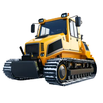 a yellow construction vehicle on a white background