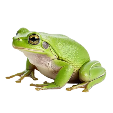 a green frog on a white background
