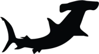 a black and white silhouette of a shark