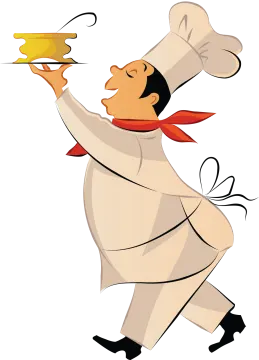 a chef with a tray of food in his hand