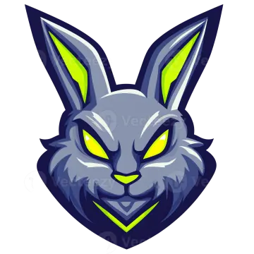 an illustration of a rabbit's head with glowing eyes
