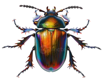 a colorful beetle on a white background
