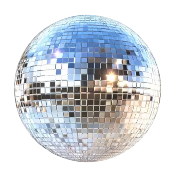 a shiny disco ball on a white background