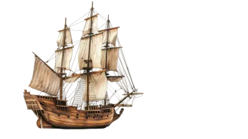a wooden model of a sailing ship