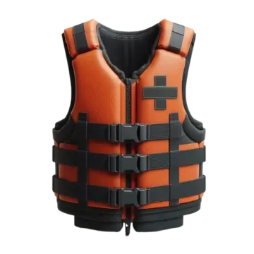 an orange life vest on a white background