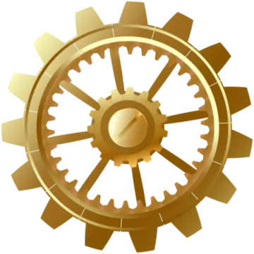 a golden clock with gears on it