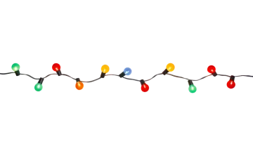 a string of christmas lights on a white background