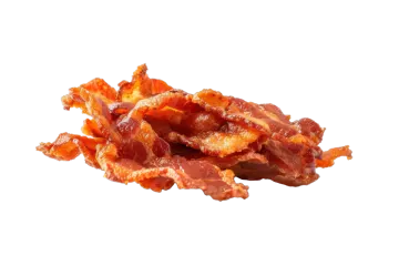 dried bacon on a white background