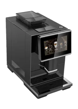 a black coffee machine on a white background