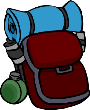 a backpack with a water bottle on it