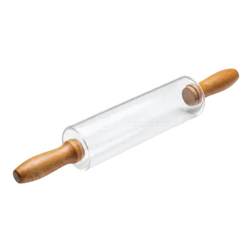a glass pipe with wooden handle