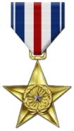 a gold medal with a star on it