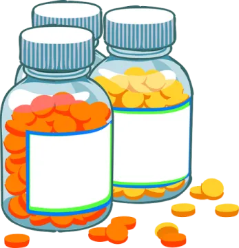 two glass jars filled with pills