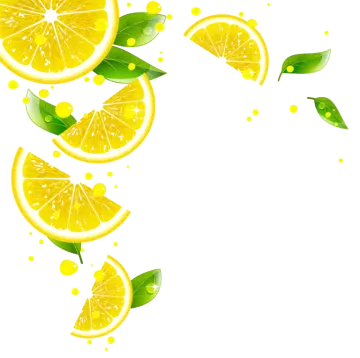 a bunch of lemons with green leaves