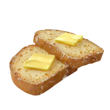 two slices of bread with butter on top