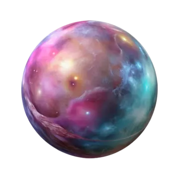 a purple and blue sphere with stars in the background