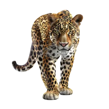 a 3d jaguar walking on a white background
