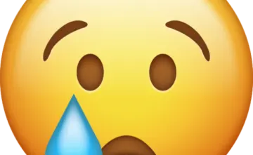 a smiley face with a teary expression