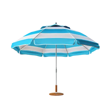 a blue and white umbrella on a white background