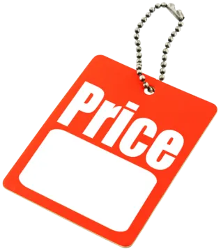 a red price tag with the word price on it