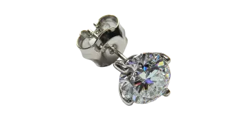 a pair of diamond earrings on a white background