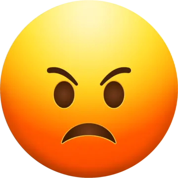 a yellow smiley face with an angry expression