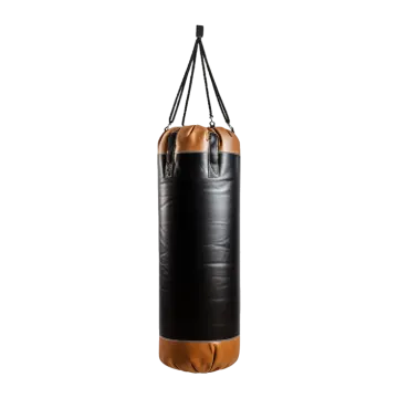 a black and orange punching bag on a white background