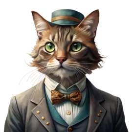 a cat wearing a suit and bow tie