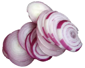 a close up of sliced red onions
