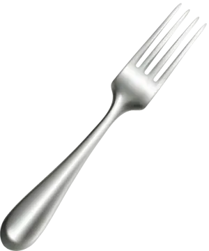 a silver fork on a white background