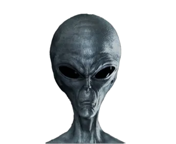 an alien head on a white background