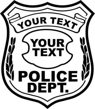 a police badge with the words your text