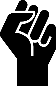 a black and white image of a fist