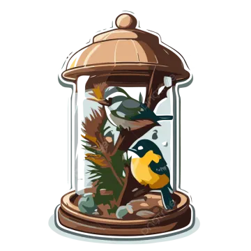 an illustration of a bird in a glass jar