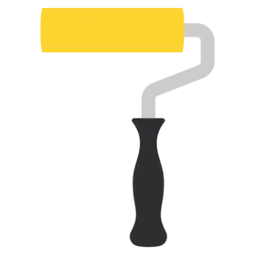 a yellow paint roller on a white background