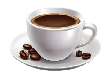 a cup of coffee on a white background