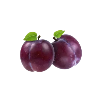 two plums on a white background