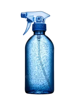 a blue spray bottle on a white background