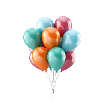 a bunch of balloons on a white background
