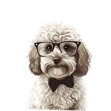 a dog with glasses and a bow tie