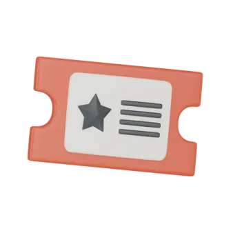an orange plastic card with a black arrow on it