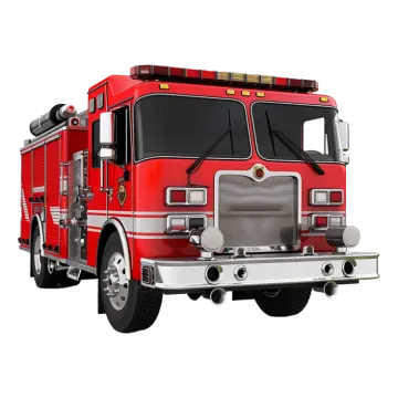 a red fire truck on a white background