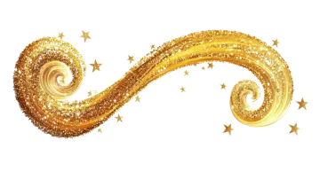 a gold swirl with stars on it