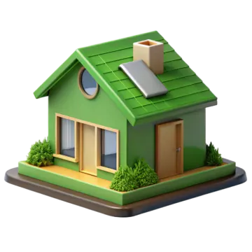 a green house with solar panels on the roof