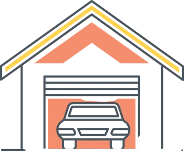 a garage with a car in it