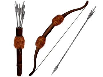 a bow and arrow with fur on it
