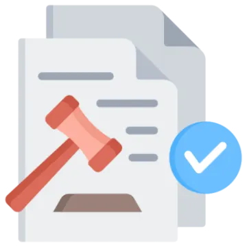 a document with a hammer on top of it