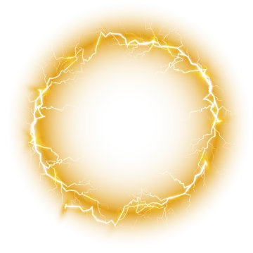 a circle of lightnings on a white background