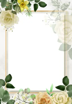 a floral frame with roses and leaves